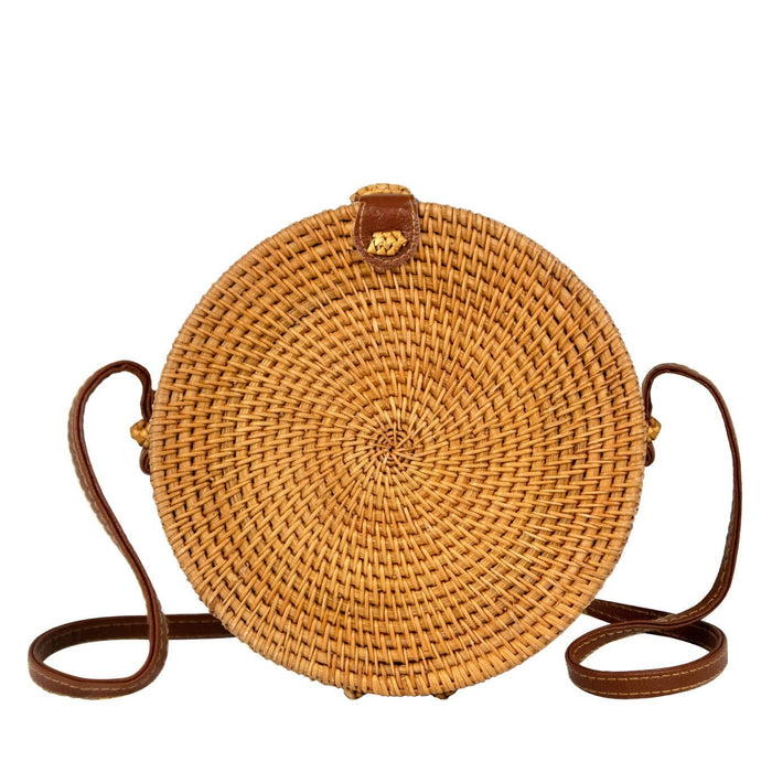 8" Rattan Straw Bag (Minimal Design) | Summer Essential Boho Beach Crossbody