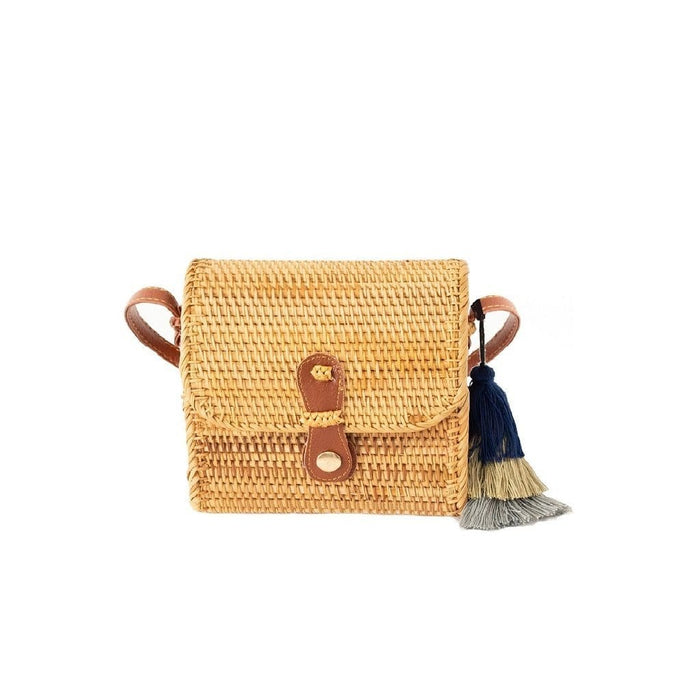 Oval Straw Bag Purse for Women | 7-Inch Wicker Cylinder Rattan Crossbody Handbags