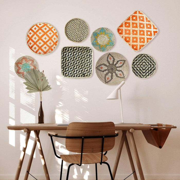 Seagrass Woven Wall Basket | Rustic Boho Decor Wall Hanging for Home Decoration and Display (9.8")