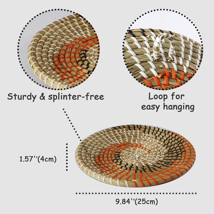 Seagrass Woven Wall Basket | Rustic Boho Decor Wall Hanging for Home Decoration and Display (9.8")
