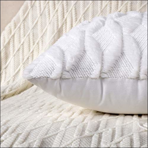 White Wool Velvet 2PC Throw Pillow Cover Set