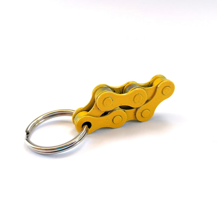 Bike Key Chain “6”, made of Bike Chain, yellow